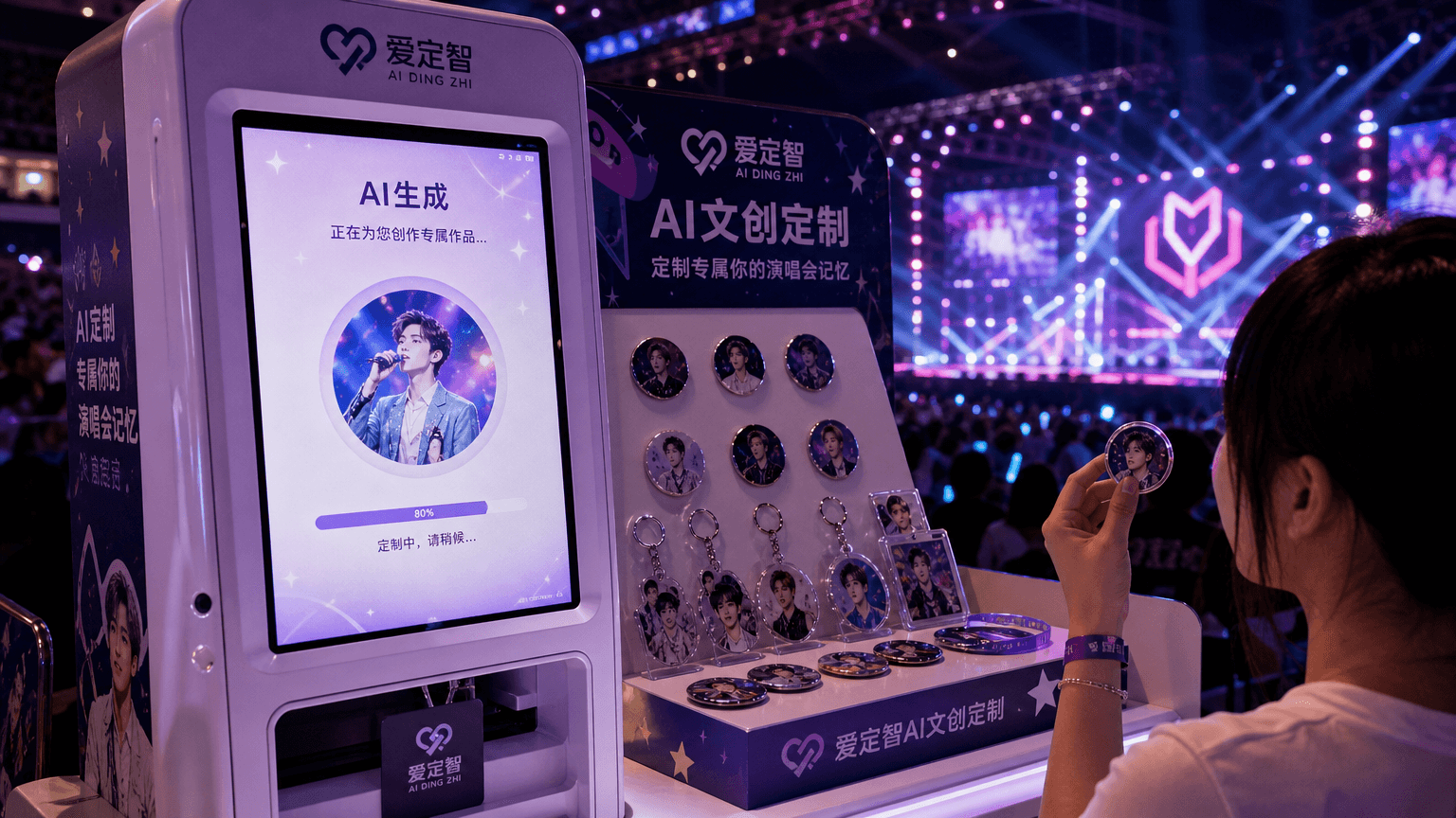 爱定智AI文创定制设备助力演唱会应援经济，现场即时制作受追捧