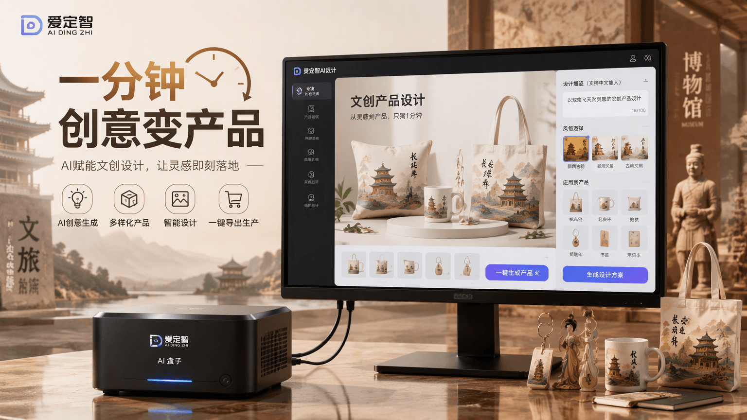AI文创定制是什么?爱定智AI盒子如何实现一分钟创意变产品